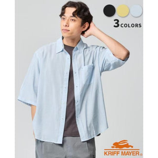 KRIFF MAYER ( クリフメイヤー ) スズシゲ5分袖シャツ | MENS | 2547801 | メンズ | 快適 | 半袖 | 半袖シャツ | 夏服 | アパレル | トップス | 涼しい | シンプル | 刺繍 | オシャレ | くりふめいやー | カジュアル