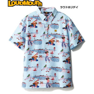 LOUDMOUTH ( ラウドマウス ) メンズ ニットサッカー 柄半袖シャツ | 半袖シャツ | ゴルフ | ゴルフウェア | ウェア | 半袖 | 派手 | ストライプ | 凹凸 | 吸汗速乾 | UV | ストレッチ | 765602