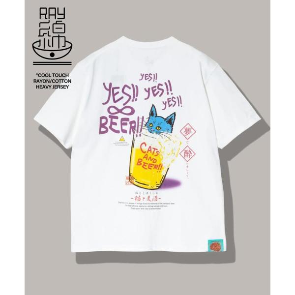 go slow caravan ( ゴースローキャラバン ) RAY綿 猫と麦酒TEE ～ 麦酒風呂2 ～ MENS | メンズ | WOMENS | レディース | シャツ | 半袖 | ウェア | トップス | ドライタッチ | プリントT | Tシャツ | 342611 | カジュアル