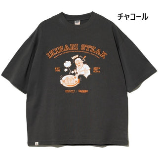 DUCKSTER × いきなりステーキコラボS/TEE カレッジ Tシャツ 肉 半袖 半袖Tシャツ メンズ レディース ユニセックス おじさん トップス ワイルドステーキ プリントTシャツ プリントT ストリート 夏 カジュアル 950216