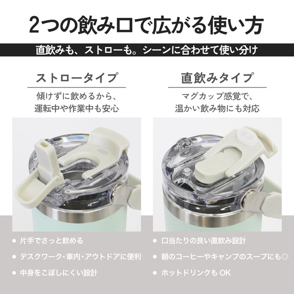 LIVING ( リビング ) FIELD SEVEN Mugi タンブラー | 持ち運び | アウトドア | キャンプ | ドライブ | レジャー | お出かけ | 保温 | 保冷 | 大容量 | ストロー | 直飲み | ステンレス | フィールドセブン