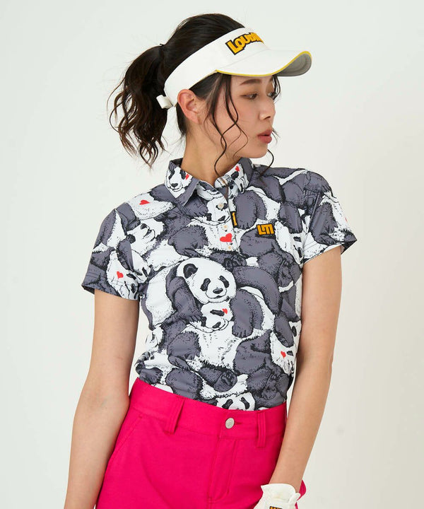 LOUDMOUTh（ラウドマウス）レディス　プレミアムカノコ素材 半袖ポロシャツ レスティングパンダズ 吸汗速乾/UV/接触冷感　763652-348　