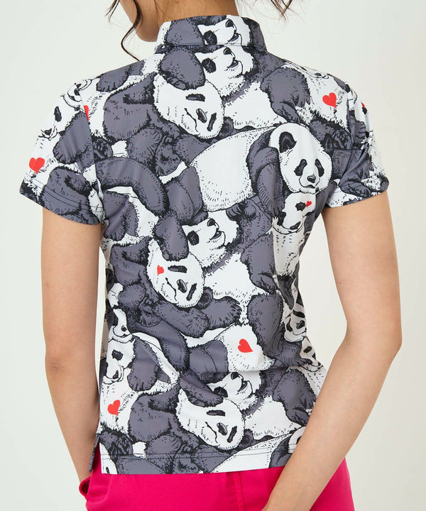 LOUDMOUTh（ラウドマウス）レディス　プレミアムカノコ素材 半袖ポロシャツ レスティングパンダズ 吸汗速乾/UV/接触冷感　763652-348　