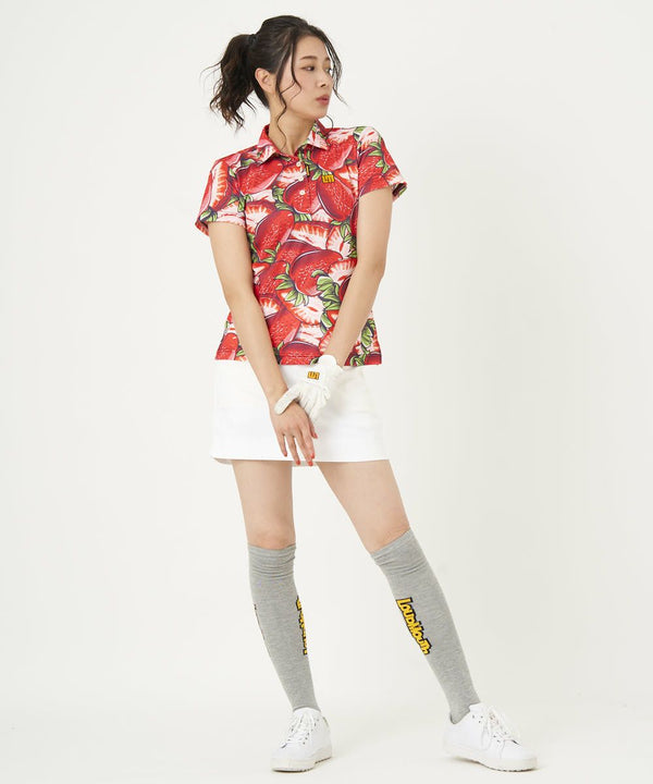 LOUDMOUTh（ラウドマウス）レディス　プレミアムカノコ素材 半袖ポロシャツ ビンテージストロベリーズ 吸汗速乾/UV/接触冷感　763652-350