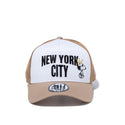 NEW ERA(ニューエラ) 9FORTY A-Frame トラッカー Peanuts NEW YORK CITY ジョー・クール 王冠 カーキ