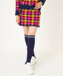 LOUDMOUTH（ラウドマウス）レディス　裏蓄熱軽量ニットスカート 千鳥柄 ピンク（772360-992）