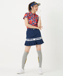 LOUDMOUTH（ラウドマウス）　レディス　半袖ポロシャツ スクリブルハーツネイビー 吸汗速乾　UV（772650-336）