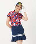 LOUDMOUTH（ラウドマウス）　レディス　半袖ポロシャツ スクリブルハーツネイビー 吸汗速乾　UV（772650-336）