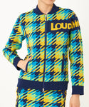 LOUDMOUTH（ラウドマウス）レディス　裏蓄熱軽量ニットジャケット千鳥柄 ターコイズ（772752-966）