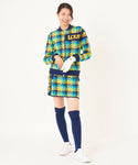 LOUDMOUTH（ラウドマウス）レディス　裏蓄熱軽量ニットジャケット千鳥柄 ターコイズ（772752-966）