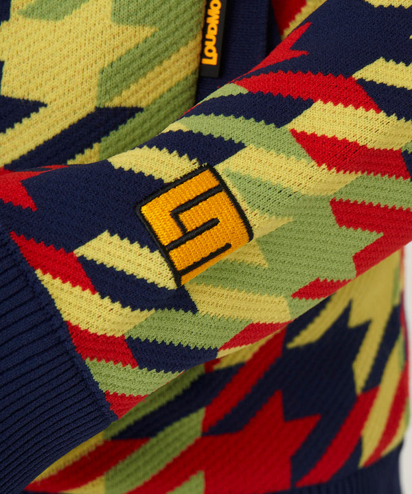 LOUDMOUTH（ラウドマウス）レディス　裏蓄熱軽量ニットジャケット千鳥柄 オレンジ（772752-987）