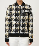 LOUDMOUTH（ラウドマウス）レディス　裏蓄熱軽量ニットジャケット千鳥柄 ブラック（772752-998）